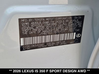 2026 Lexus IS F SPORT DESIGN AWD