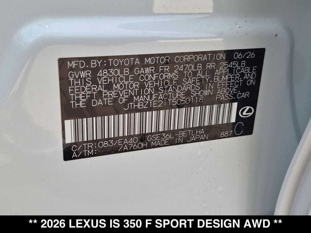 2026 Lexus IS F SPORT DESIGN AWD