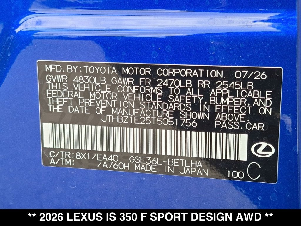 2026 Lexus IS 350 F SPORT Design