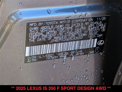 2025 Lexus IS F SPORT DESIGN AWD