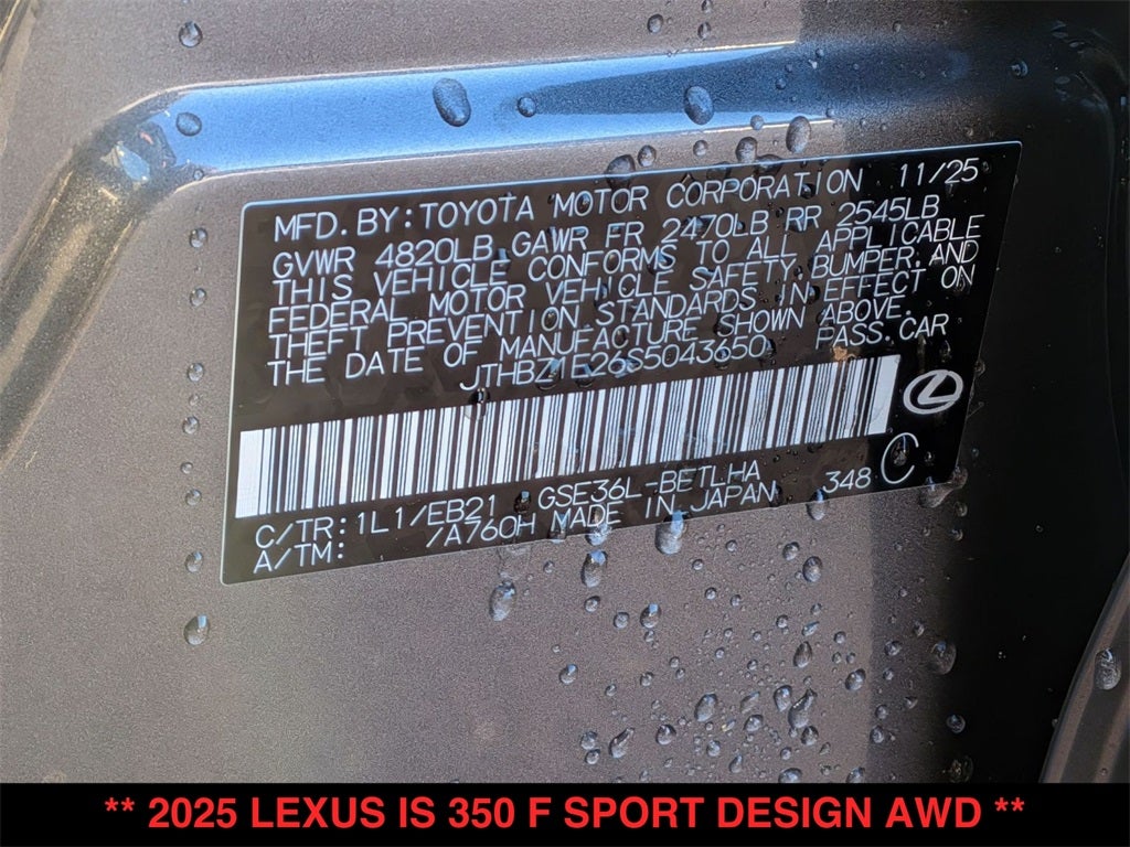 2025 Lexus IS F SPORT DESIGN AWD