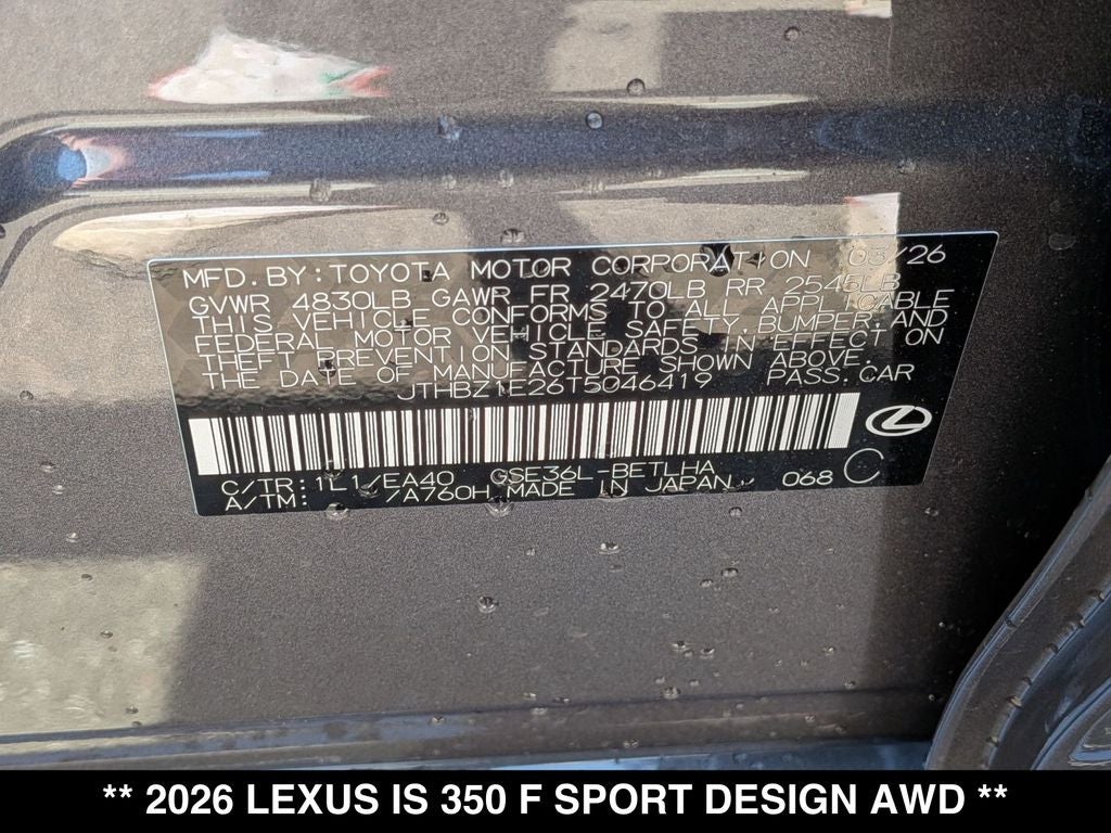 2026 Lexus IS F SPORT DESIGN AWD