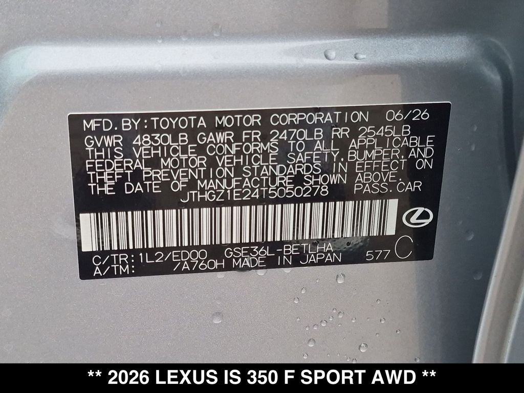 2026 Lexus IS F SPORT AWD