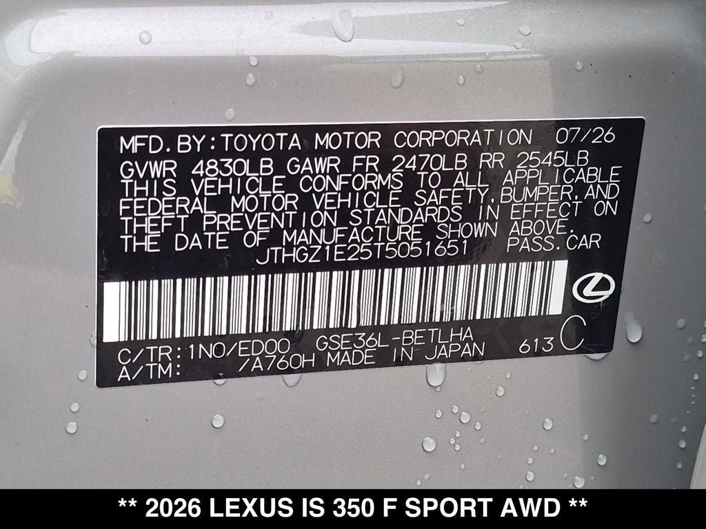 2026 Lexus IS F SPORT AWD