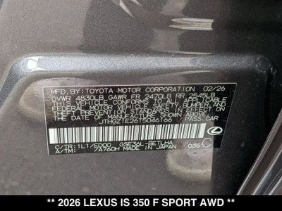 2026 Lexus IS 350 F SPORT
