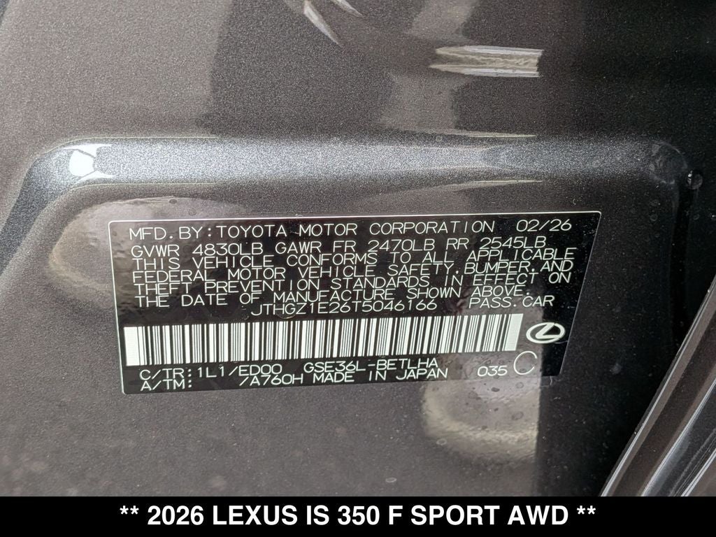 2026 Lexus IS 350 F SPORT