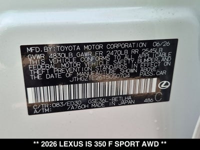 2026 Lexus IS F SPORT AWD