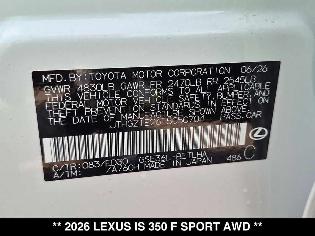 2026 Lexus IS F SPORT AWD