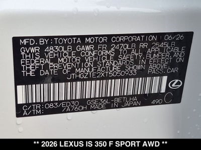 2026 Lexus IS F SPORT AWD