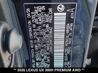 2026 Lexus UX PREMIUM AWD