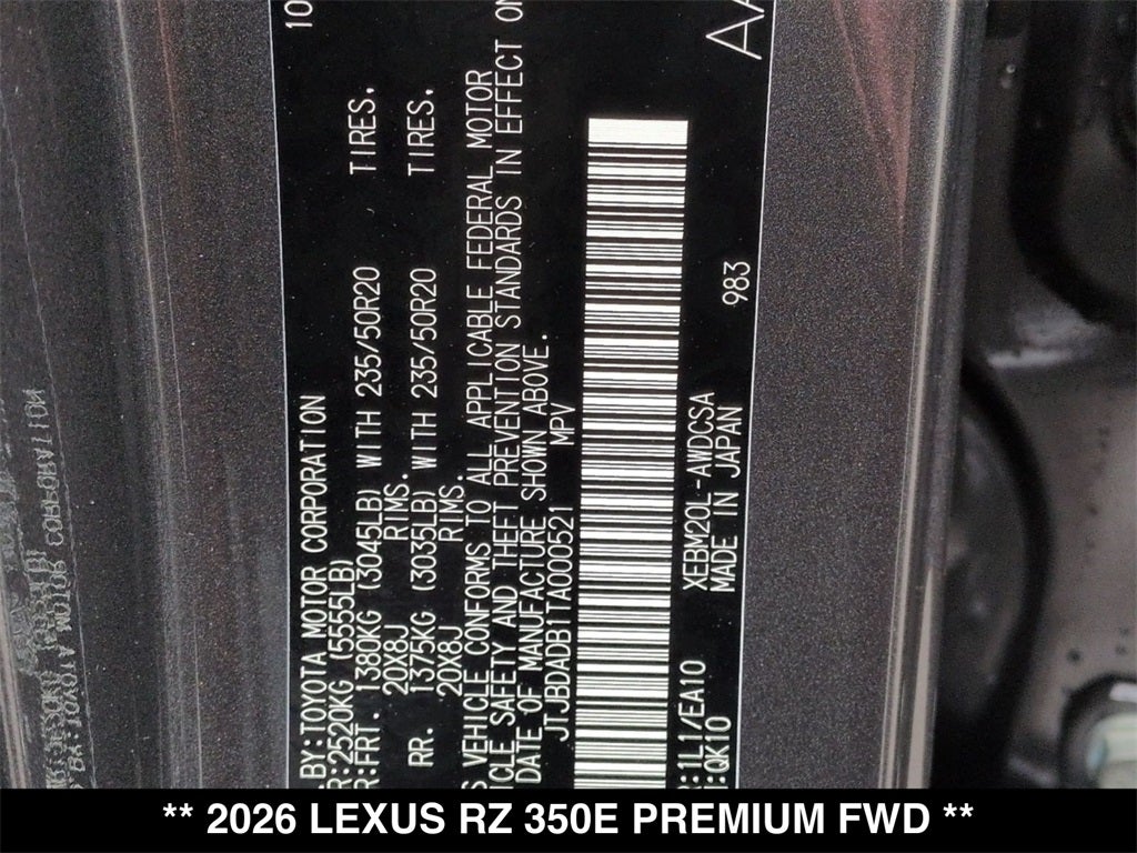 2026 Lexus RZ PREMIUM