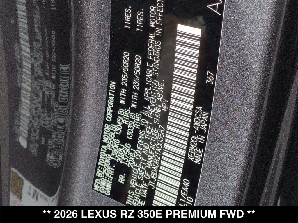 2026 Lexus RZ PREMIUM