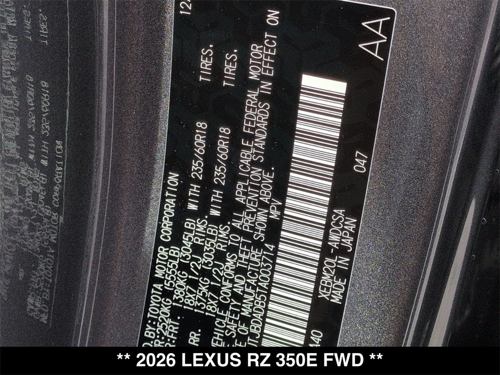 2026 Lexus RZ RZ 350e