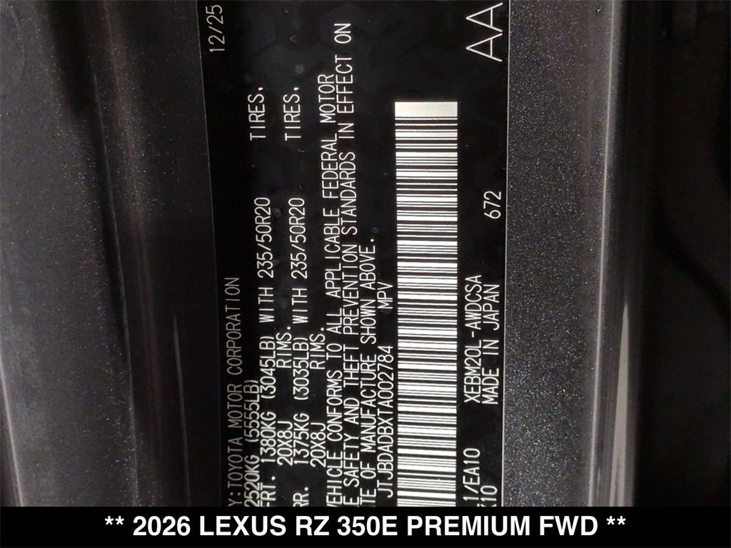 2026 Lexus RZ PREMIUM