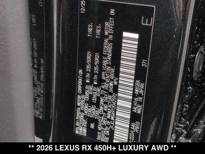 2026 Lexus RX LUXURY AWD