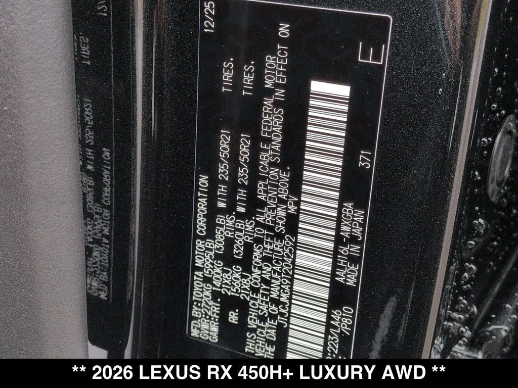 2026 Lexus RX LUXURY AWD