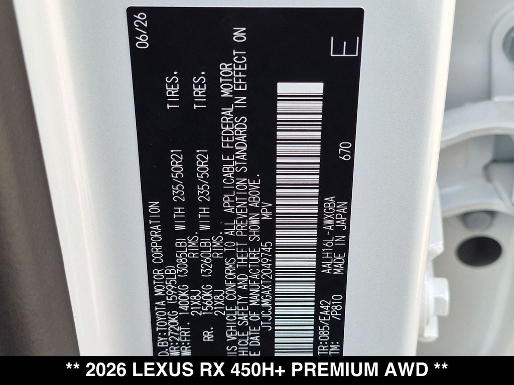 2026 Lexus RX PREMIUM AWD