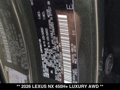 2026 Lexus NX 450h+ Luxury