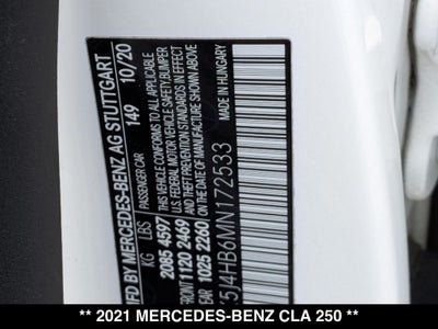 2021 Mercedes-Benz CLA CLA 250 4MATIC®