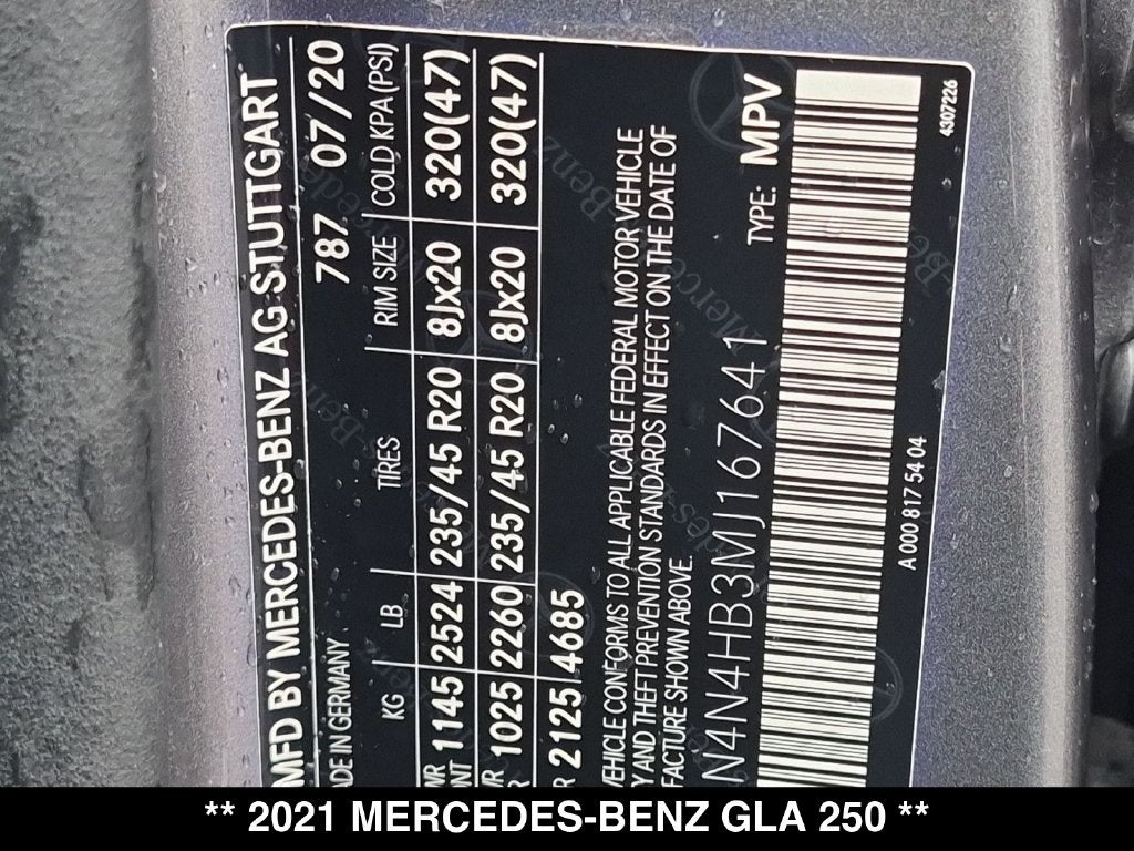 2021 Mercedes-Benz GLA GLA 250 4MATIC®