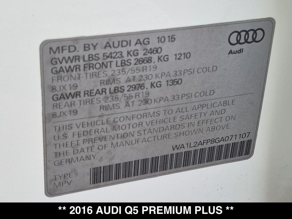 2016 Audi Q5 2.0T Premium Plus quattro
