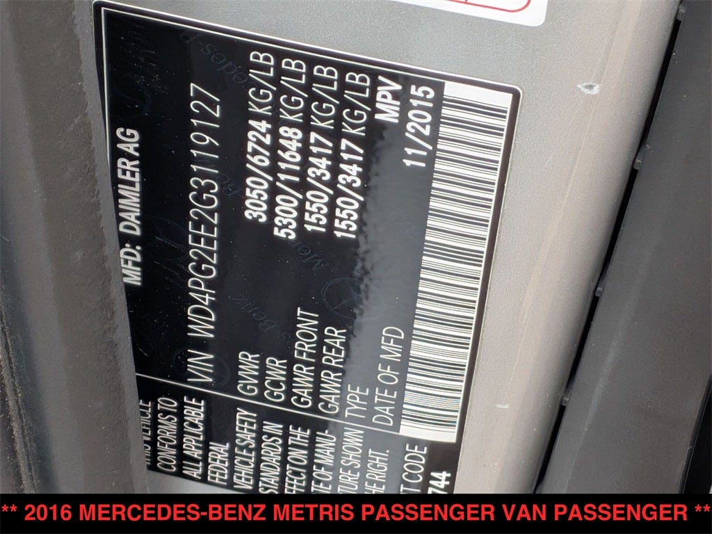 2016 Mercedes-Benz Metris Passenger Base