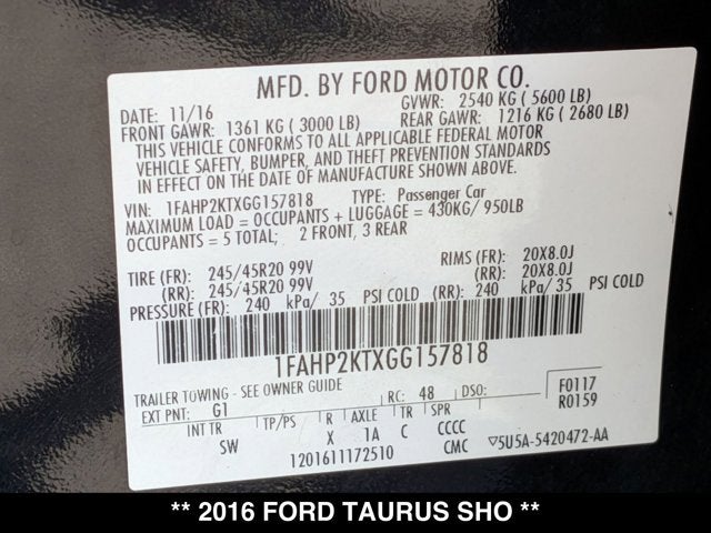 2016 Ford Taurus SHO