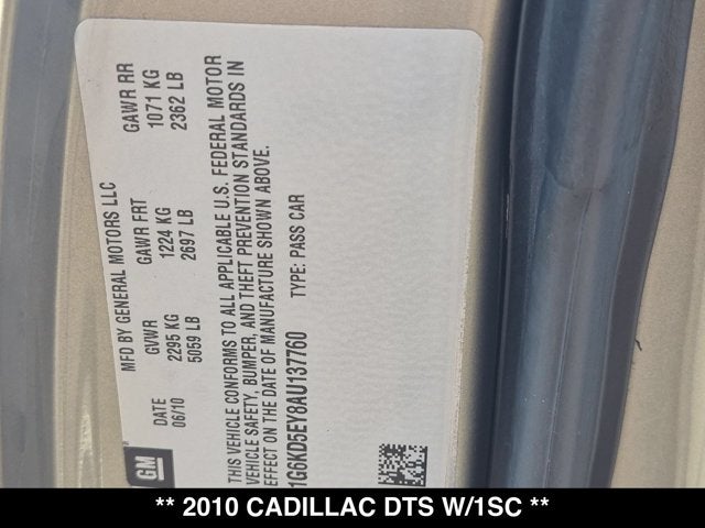 2010 Cadillac DTS w/1SC