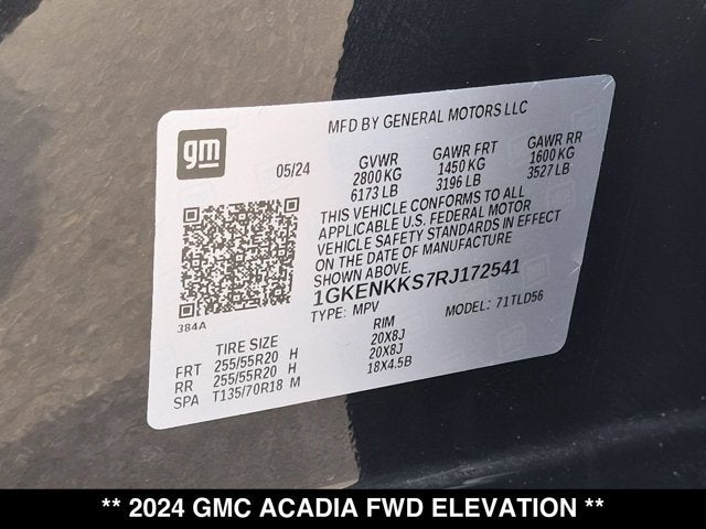 2024 GMC Acadia FWD Elevation