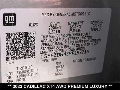 2023 Cadillac XT4 AWD Premium Luxury