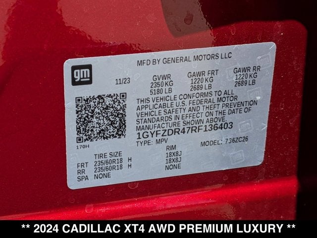 2024 Cadillac XT4 AWD Premium Luxury