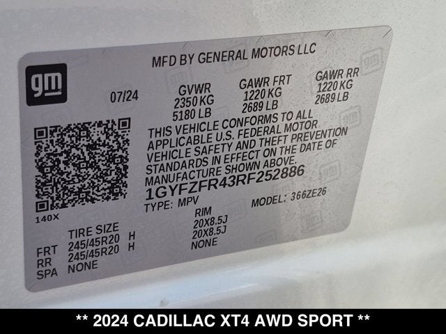 2024 Cadillac XT4 AWD Sport
