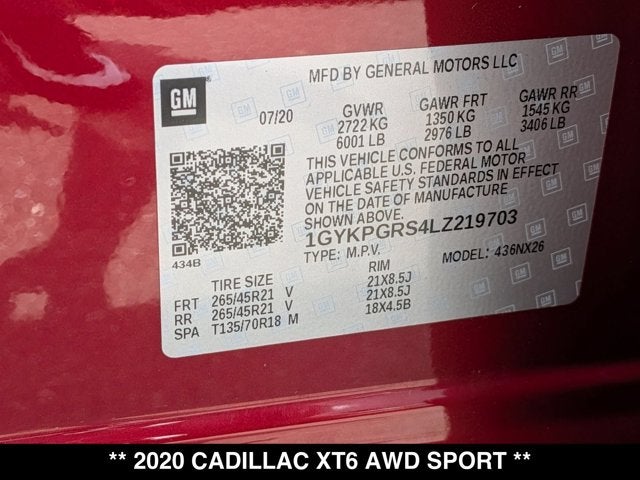 2020 Cadillac XT6 AWD Sport