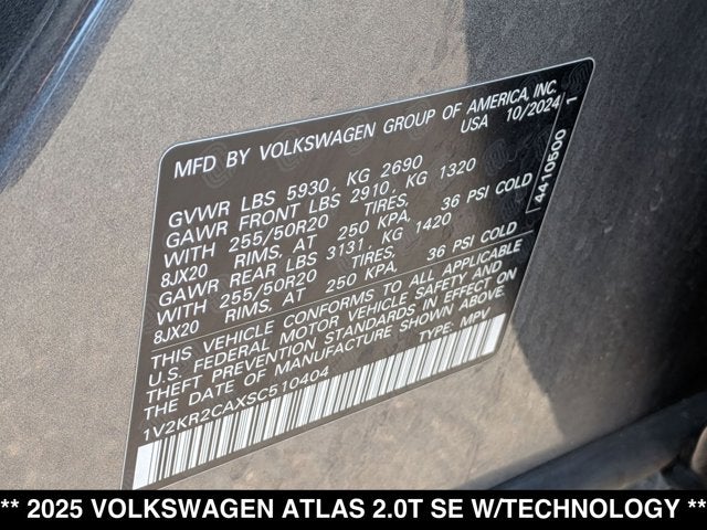 2025 Volkswagen Atlas 2.0T SE w/Technology