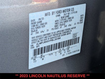 2023 Lincoln Nautilus Reserve