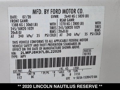 2020 Lincoln Nautilus Reserve