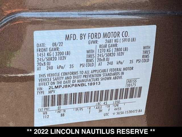 2022 Lincoln Nautilus Reserve
