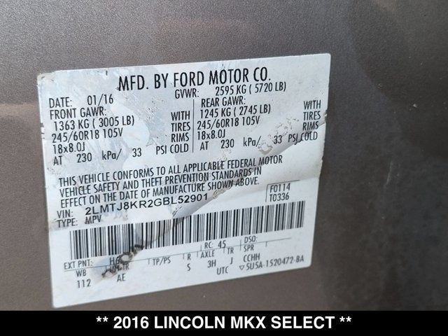 2016 Lincoln MKX Select