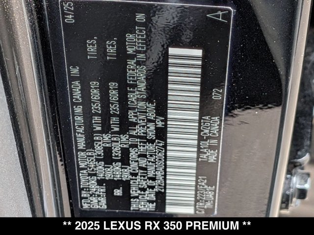 2025 Lexus RX 350 RX 350 Premium