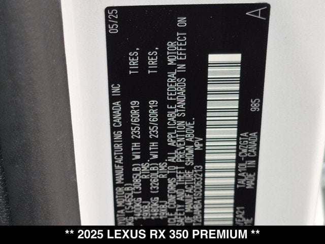 2025 Lexus RX 350 RX 350 Premium