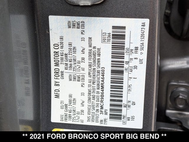 2021 Ford Bronco Sport Big Bend