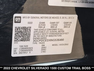 2022 Chevrolet Silverado 1500 Custom Trail Boss