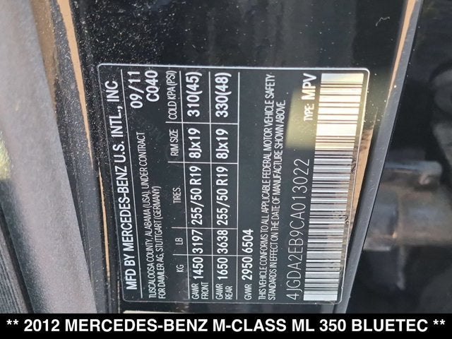 2012 Mercedes-Benz ML 350 ML 350 BlueTEC