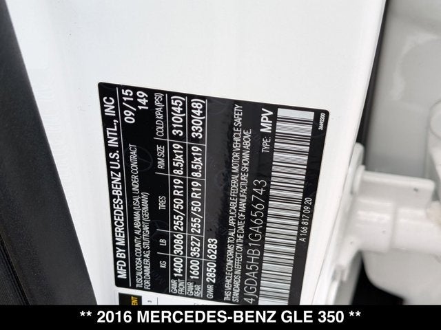 2016 Mercedes-Benz GLE 350 GLE 350