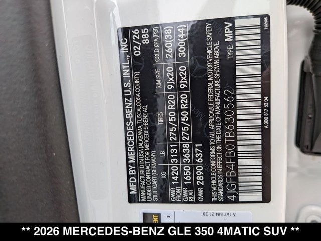 2026 Mercedes-Benz GLE 350 GLE 350 4MATIC® SUV