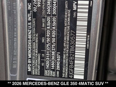 2026 Mercedes-Benz GLE GLE 350 4MATIC® SUV