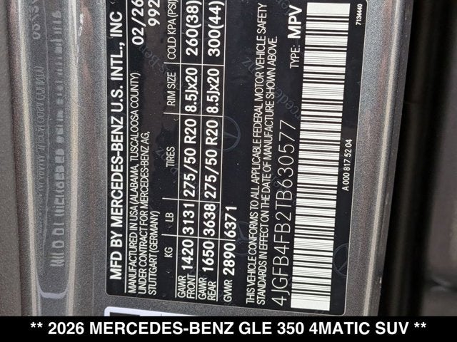 2026 Mercedes-Benz GLE GLE 350 4MATIC® SUV