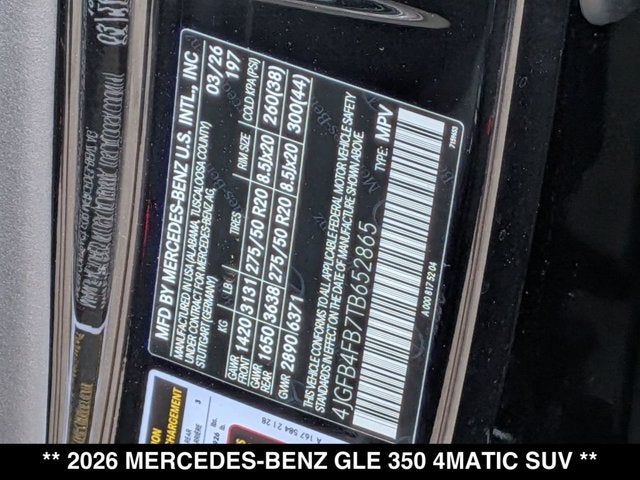 2026 Mercedes-Benz GLE GLE 350 4MATIC® SUV