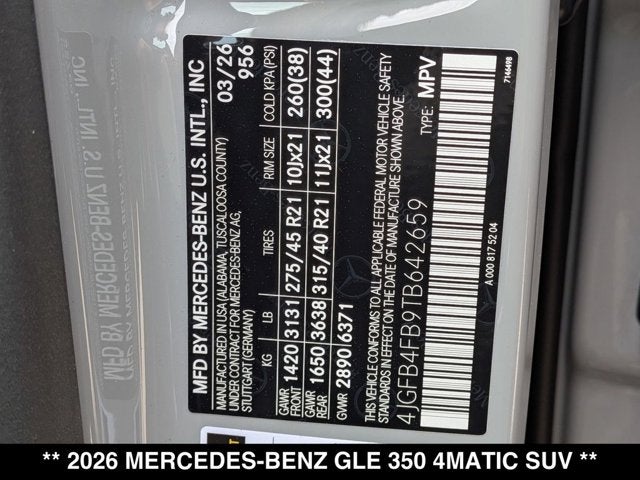 2026 Mercedes-Benz GLE 350 GLE 350 4MATIC® SUV