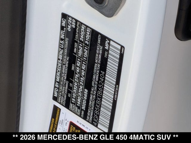 2026 Mercedes-Benz GLE GLE 450 4MATIC® SUV